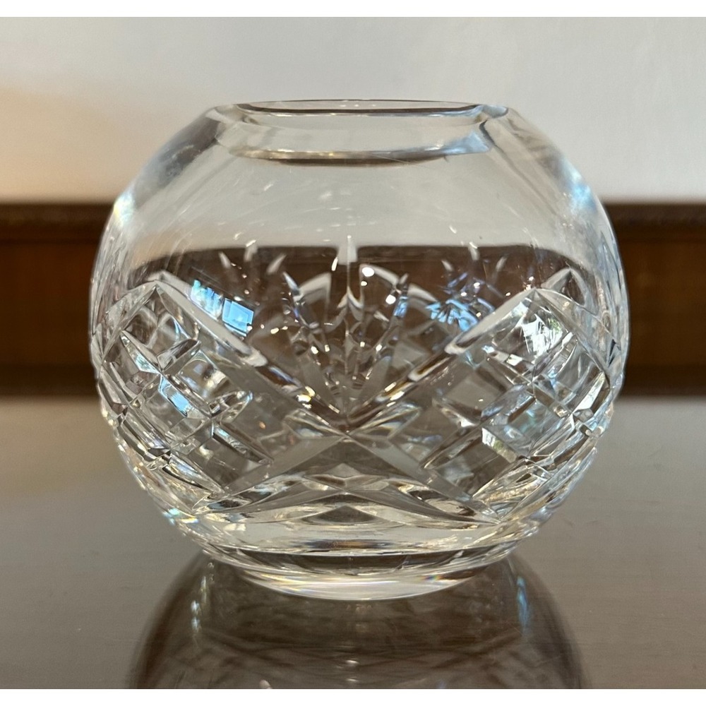Vintage Rose Bowl 1970's Czech Republic Bohemian Deep Cut Crystal 4''